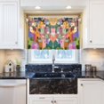 thumbnail image 5 of Yayeee Kitchen Curtains Tier Pair Light Filtering 27"x36" Rod Pocket Short Cafe Window Panel, Purple Cityscape Painting, 5 of 7