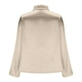 thumbnail image 4 of USSUMA Women's Champagne Satin Cowl Neck Long Sleeve Blouses, Satin Silky Cowl Neck Drape Ruched Front Long Sleeve Blouse Shirt Online Shopping, 4 of 6