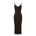 thumbnail image 4 of Fesfesfes Dresses for Women Solid Color Evening Gowns V Neck Sleeveless Bodycon Evening Dress Semi Formal Long Dress, 4 of 4
