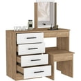 thumbnail image 4 of TUHOME Kaia Makeup Dressing Table with Mirror and 4 Drawers, Stool Included, White/ Pine, 4 of 6