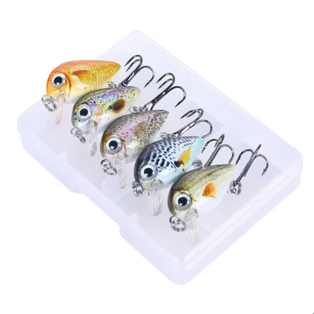 5Pcs Fishing Lure Artificial Fat Man Hard Crank Bait Sinking Wobbler Rock Bait B