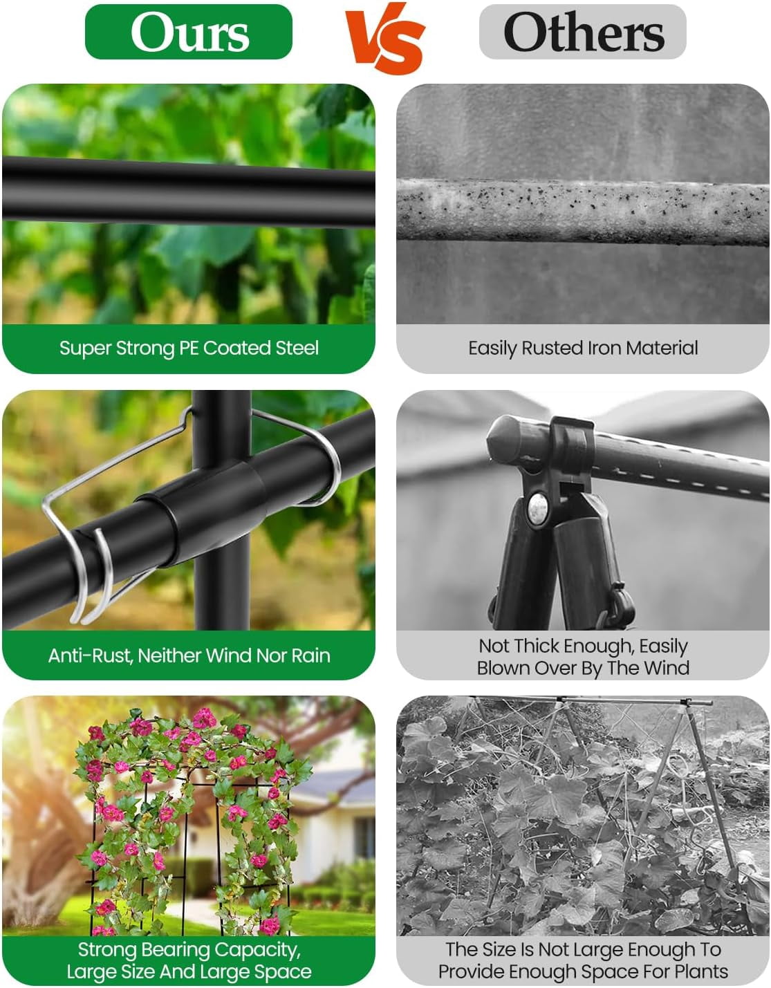 Garden Arch Trellis 7FT Thickened Steel Frame Adjustable Width Cucumber Vine Support for Raised Bed Vegetable Fruit Flower