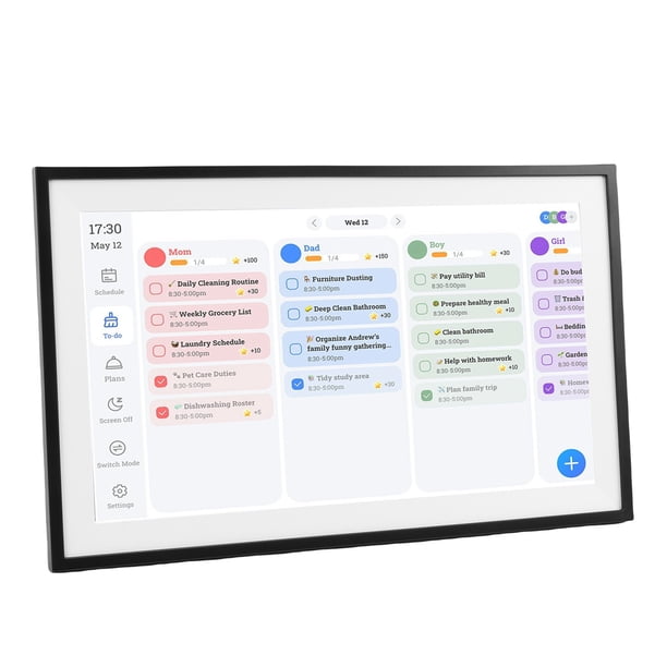15.6 "Calendario Familiar Interactivo, Planificador Digital De Pantalla Táctil HD Con Pantalla De Video De Fotos, Soporte Del Escritorio De Pared, Sincronización