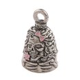 thumbnail image 1 of Lady Skull with Pink Enamel Guardian Bell Motorcycle Accessory, 1 of 4
