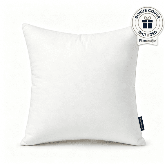 Phantoscope Set of 2 18 x 18 Decorative Throw Pillow Inserts, Soft Fluffy Cushion Fillers for Couch, Sofa & Bed, Includes 2 Bonus Decorative Pillow Covers