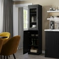 thumbnail image 4 of Palace Imports 100% Solid Wood 16.5" Kitchen Pantry Storage Cabinet with Glass Door and Adjustable Shelves, Black, 4 of 4