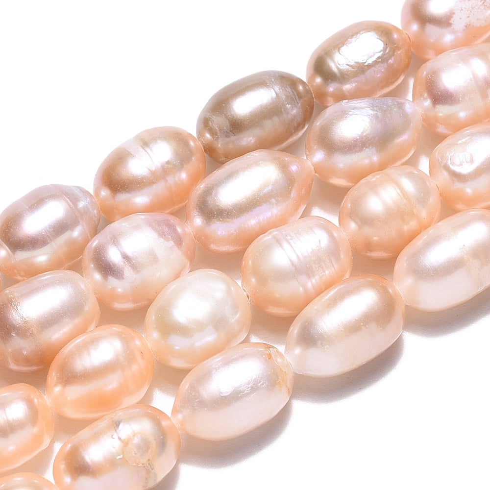 Natural Cultured Freshwater Pearl Beads Strands Baroque Keshi Pearl Rice Beads Wheat 8~13x6.9~7.5mm Hole: 0.7~0.8mm about 34~38pcs/strand 13.78 inch(35cm)