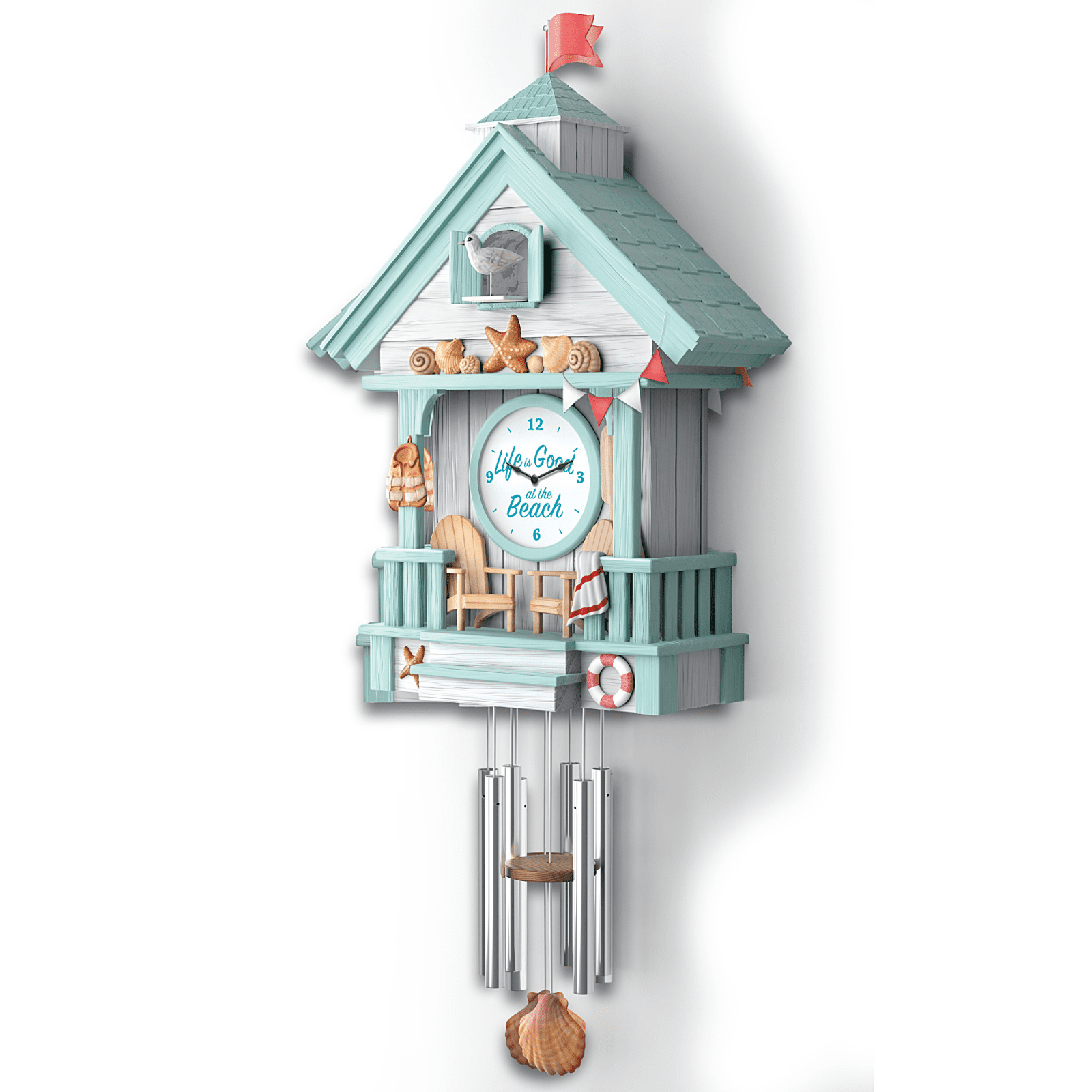 The Bradford Exchange "Life Is Good At The Beach" Wall Clock With Wave Sounds 18.5-inches