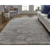 HomeRoots Tan Taupe And Gray Abstract Power Loom Distressed Stain Resistant Area Rug
