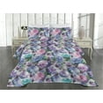 thumbnail image 2 of Ambesonne Floral Boho Quilted Coverlet 2 Pcs, Watercolor Blooms Art, Twin Size, Lavender Blue Pale Lilac, 2 of 4