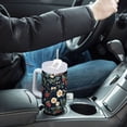 thumbnail image 4 of Yayeee 30oz Stainless Steel Tumbler with Straw and Handle Double-Wall Insulated Travel Water Bottle, Floral Raspberry Pattern, 4 of 8