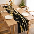 thumbnail image 3 of Black Gold Marble Table Runner - 72 Inch Long, Kitchen Dining Table Runner Dresser Scarves, Modern Geometric Textured Farmhouse Decor for Coffee Tables Wedding Party Banquet, 3 of 8