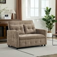 thumbnail image 2 of S-HOME Linen Pull Out Chair Bed with Adjustable Backrest, USB Port and Storage Pockets, Camel, 2 of 18