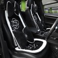thumbnail image 4 of Funda de asiento de coche universal de felpa suave de invierno, cojín clásico con diseño de flores de camelia en blanco y negro para mantener el calor, accesorios para el coche, 4 of 5