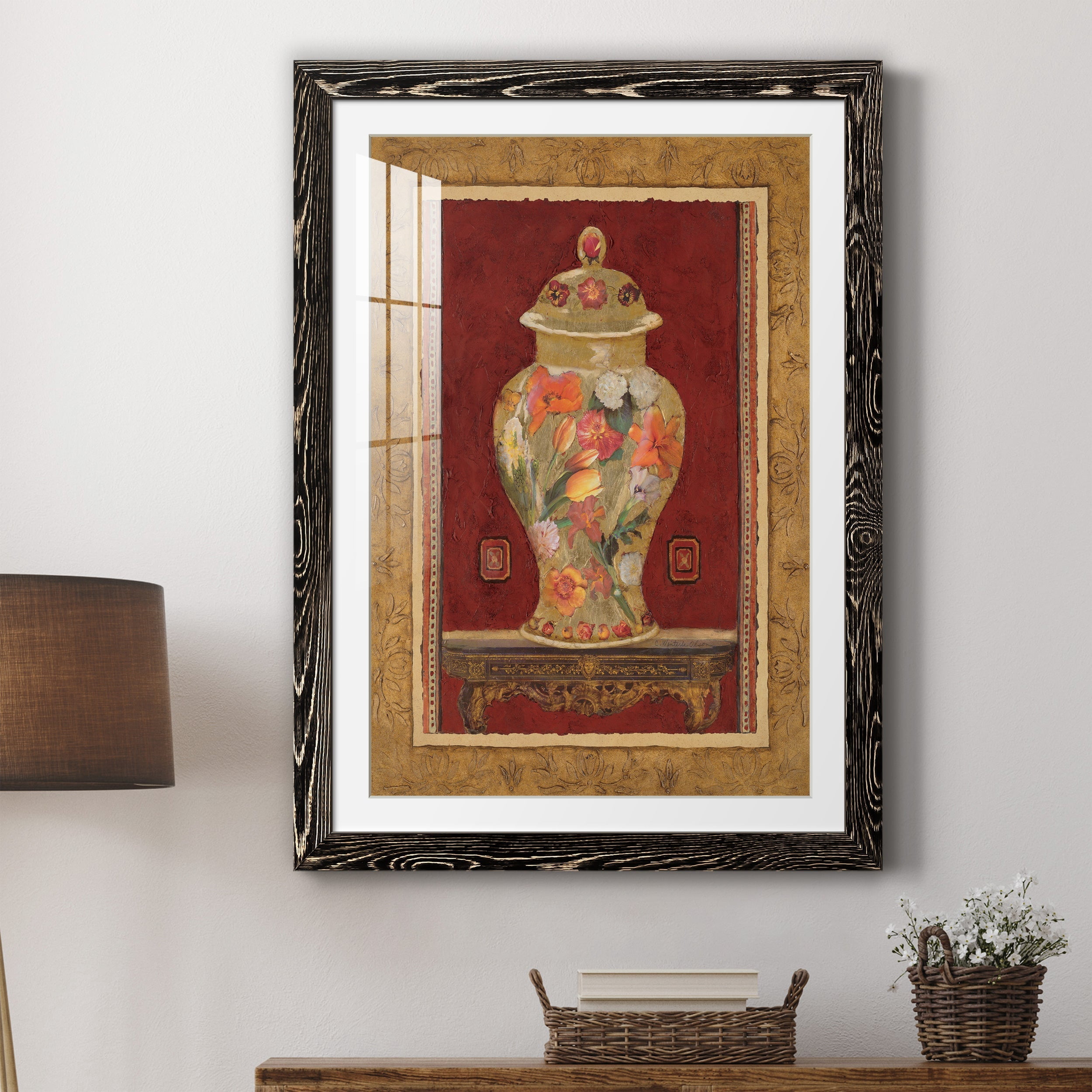 Romantic Urn II - Premium Framed Print - Distressed Barnwood Frame - Ready to Hang