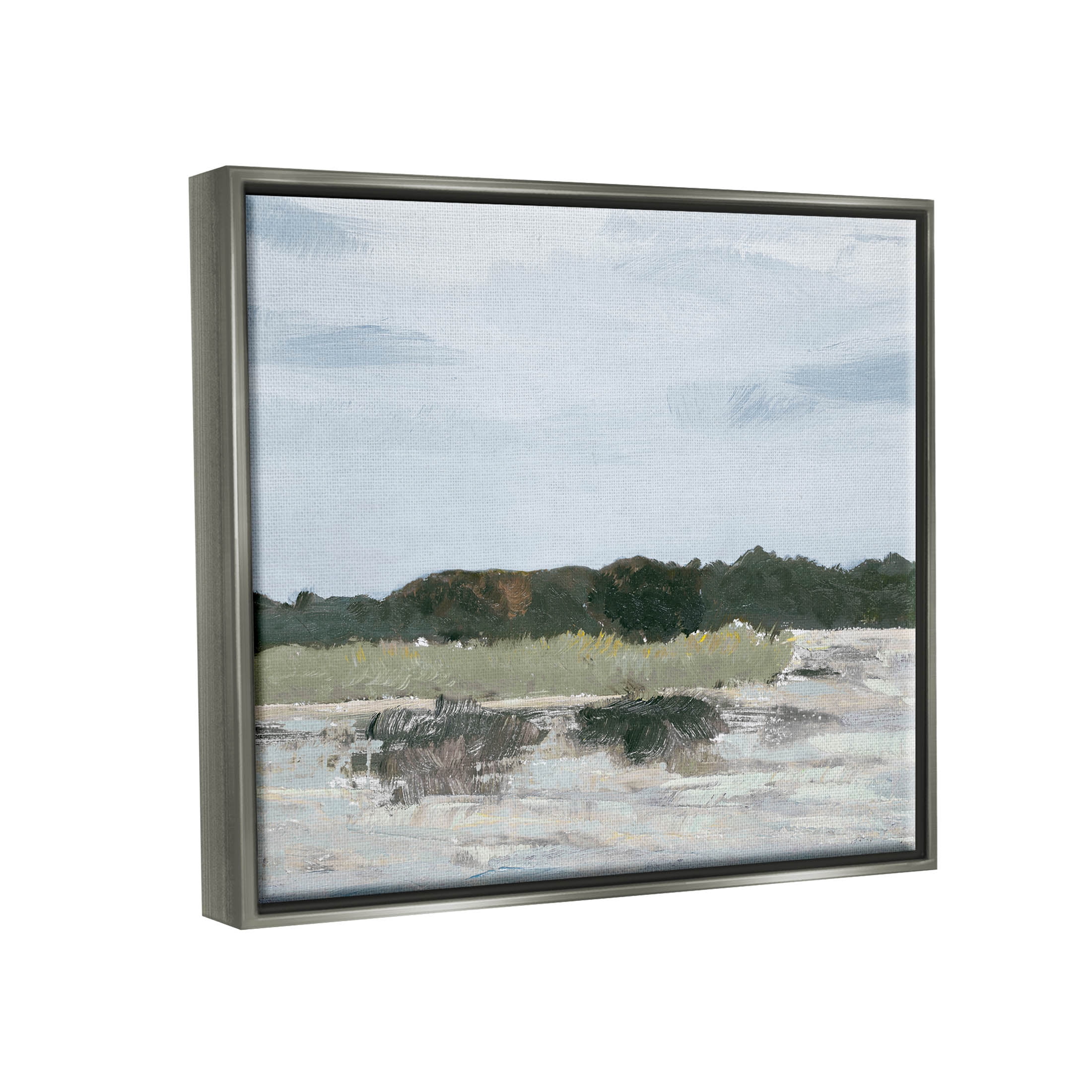 Coastal Vast Hills Landscape Landscape Painting Luster Gray Framed Art Print Wall Art