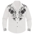 thumbnail image 3 of Boys Western Cowboy Print Shirt Long Sleeve Button Down Casual Top for Children Youth Western Embroidery Turn Down Collar Long Sleeve Regular White, 3 of 4