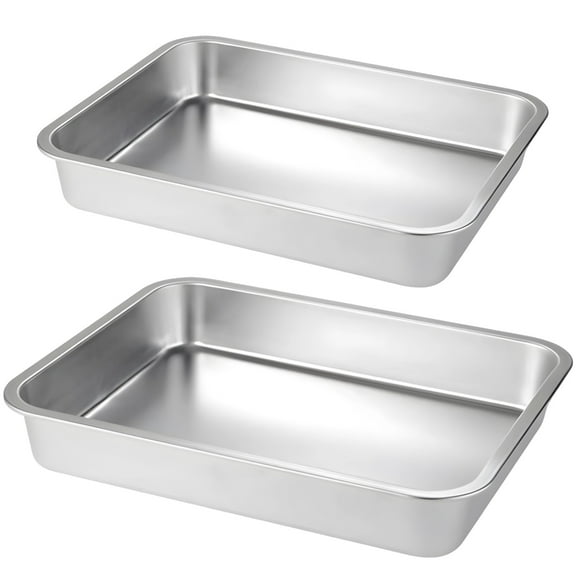 2 Pcs Extra Deep Lasagna Baking Pans, Stainless Steel, Ideal for Lasagna, Cakes, Roasting, Oven Safe, Dishwasher Safe