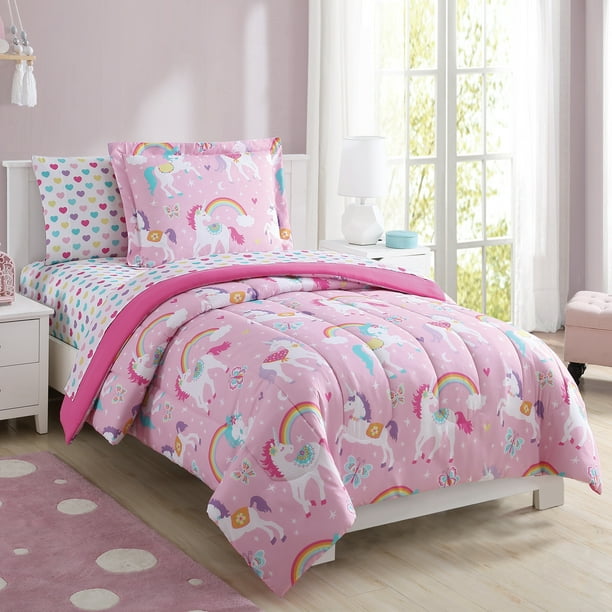 Your Zone Rainbow Unicorn Bed In A Bag, Twin Bed Blanket Dimensions