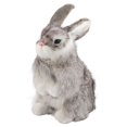 thumbnail image 2 of Nimomo Plush Rabbit Model Portable Mini Realistic Plush Rabbit Lifelike Animal Easter Home Ornament Simulation Toy Model Gift(Gray), 2 of 7
