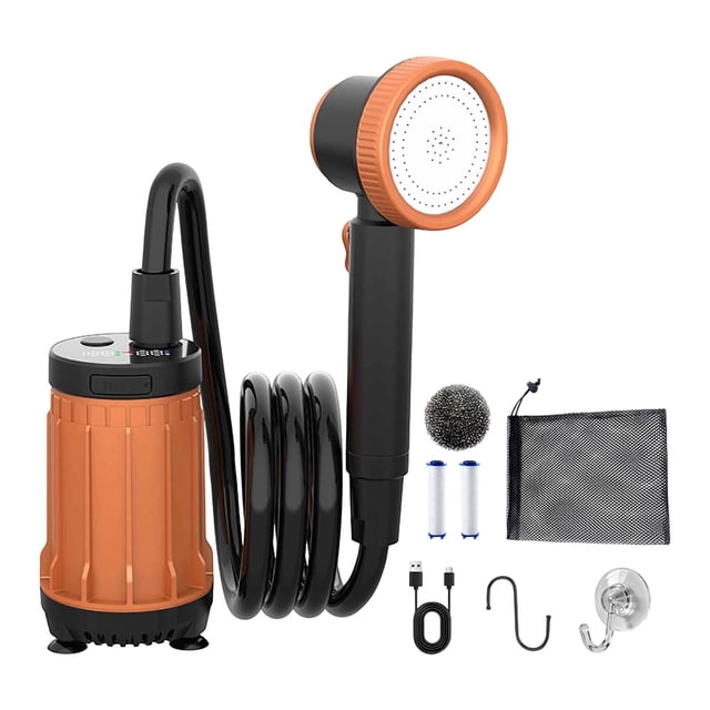 amagogo Portable Shower Camping Rechargeable Replacement Filter Electric Shower Pump for Tangerine