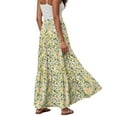thumbnail image 5 of vigerkar Skirts for Women Summer Casual A Line Drawstring Low Waist Long Flowy Maxi Trendy Vacation Skirt 2025 Yellow, M, 5 of 6