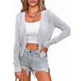 thumbnail image 3 of Women'S Long Sleeve V-Neck Knitted Cardigan Jacket Buttonless Knitted Shawl Sweater Grey XXXL, 3 of 8