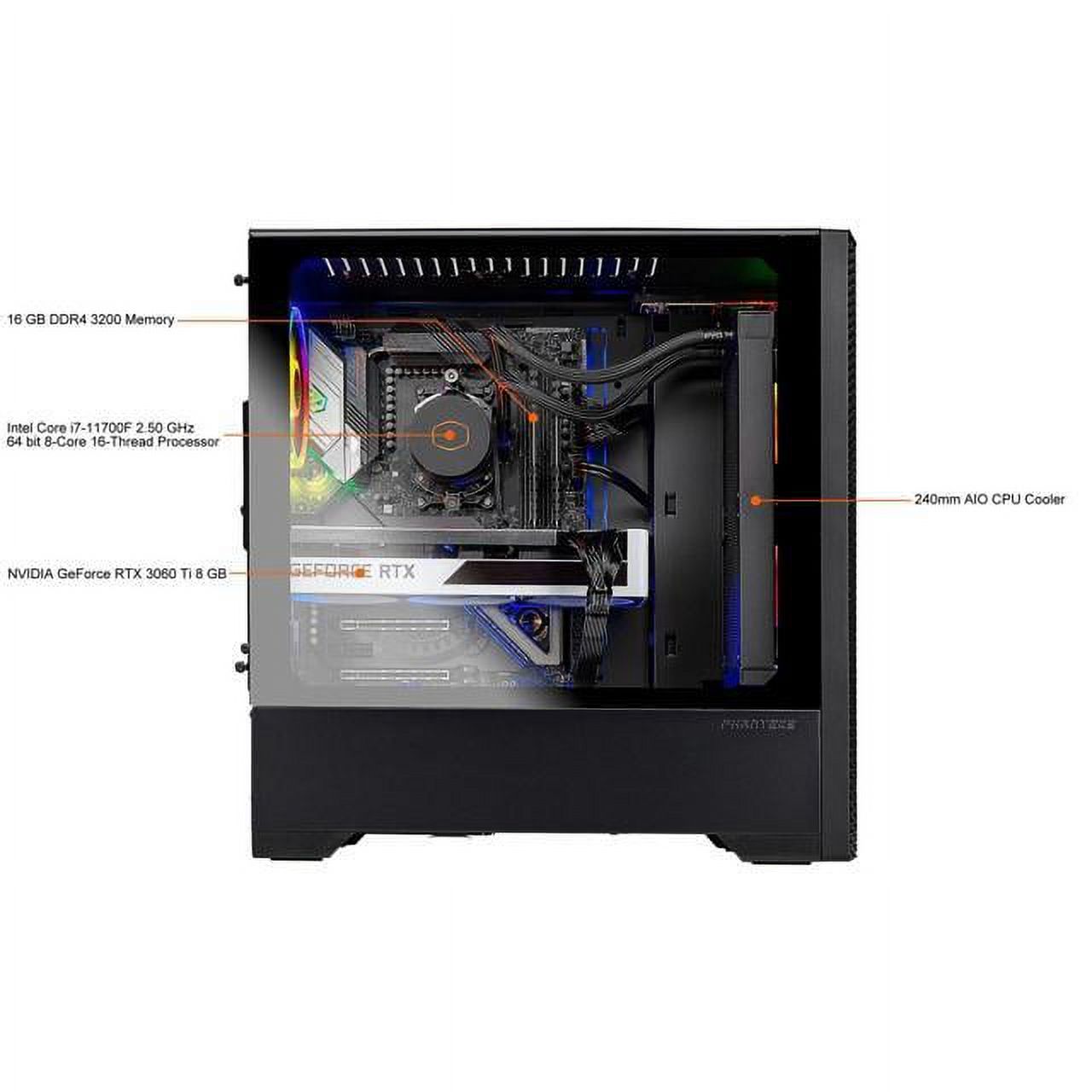 Skytech Gaming Desktop Blaze 3.0 ST-BLAZE3B-0312-CO-R2 Intel Core i7 11th  Gen 11700F (2.50GHz) 16GB DDR4 TB NVMe SSD NVIDIA GeForce RTX 3060 Ti  Windows 10 Home 64-bit