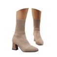 thumbnail image 3 of WEAIXIMIUNG Knee-High Boots Versatile Short Boots Pointed Toe Thick Heels High Heels Knitted Elastic Socks Boots Flying Weaving Boots Female Ankle Boots, 3 of 9