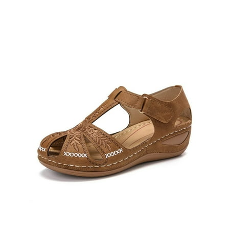 

SIMANLAN Womens Wedges Summer Casual Orthopedic Sandals Comfy Flat Shoes