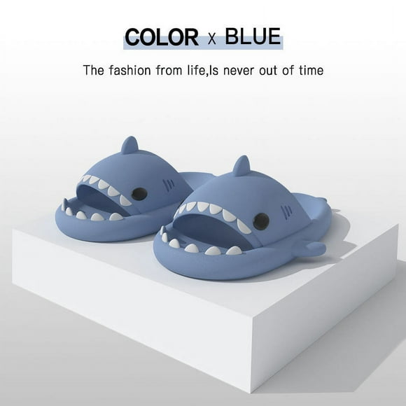 Cute Shark Slippers Funny Shark Slippers Shark Slippers Men Women Bath Slippers Summer Beach Open Toe Slides Indoor Outdoor(blue 44/45)