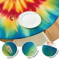 thumbnail image 4 of Rainbow Tie Dye Mandala Pattern Round Fitted Tablecloth with Elastic Edge,Dining Table Cover Waterproof,Outdoor Round Tablecloth for Camping,Dining,Indoor and Outdoor, 4 of 7