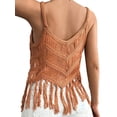 thumbnail image 5 of Women'S Fringe Camis Western Cowgirl Tassel Tank Tops Sleeveless V-Neck Crochet Top Spaghetti Straps Vest Amber Color L, 5 of 9