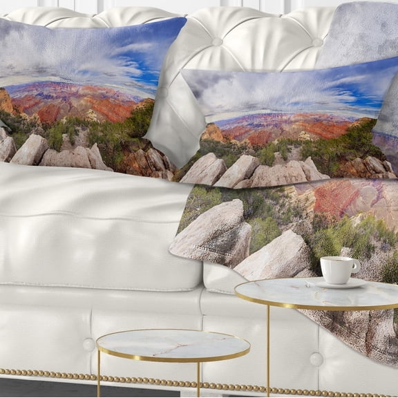 Designart Eye Looking at the Grand Canyon - Landscape Printed Throw Pillow - 12x20