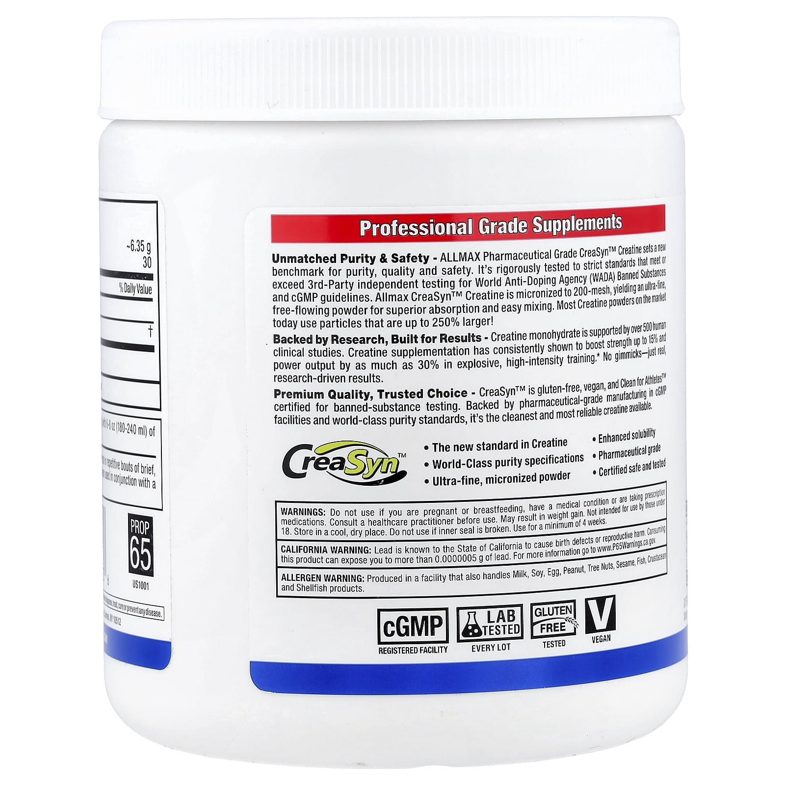 ALLMAX Creatine, Pharmaceutical Grade, Blueberry Lemonade, 6.7 oz (190 g)