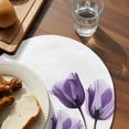 thumbnail image 3 of Purple Tulip Floral Round Placemats Set of 8 for Dinning Tables,Heat-proof Braided Table Mats 15 Inch,Pastel Country White Wildflower Washable Place Mat for Kitchen Restaurant Party Table Decor, 3 of 9