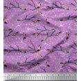 thumbnail image 1 of Soimoi Purple Cotton Voile Fabric Branch,Dot & American Robin Bird Print Fabric by The Yard 42 Inch Wide, 1 of 1