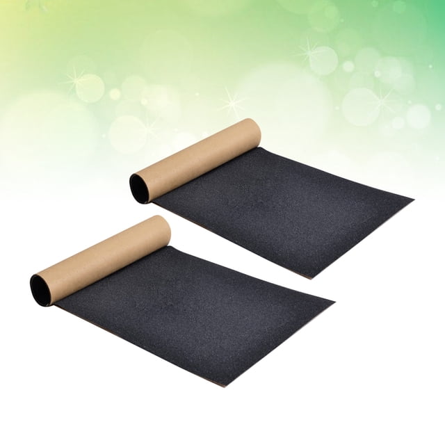 OULII 2Set Sandpaper Sheet Skateboard Anti-slip Black PVC with Durability for Male
