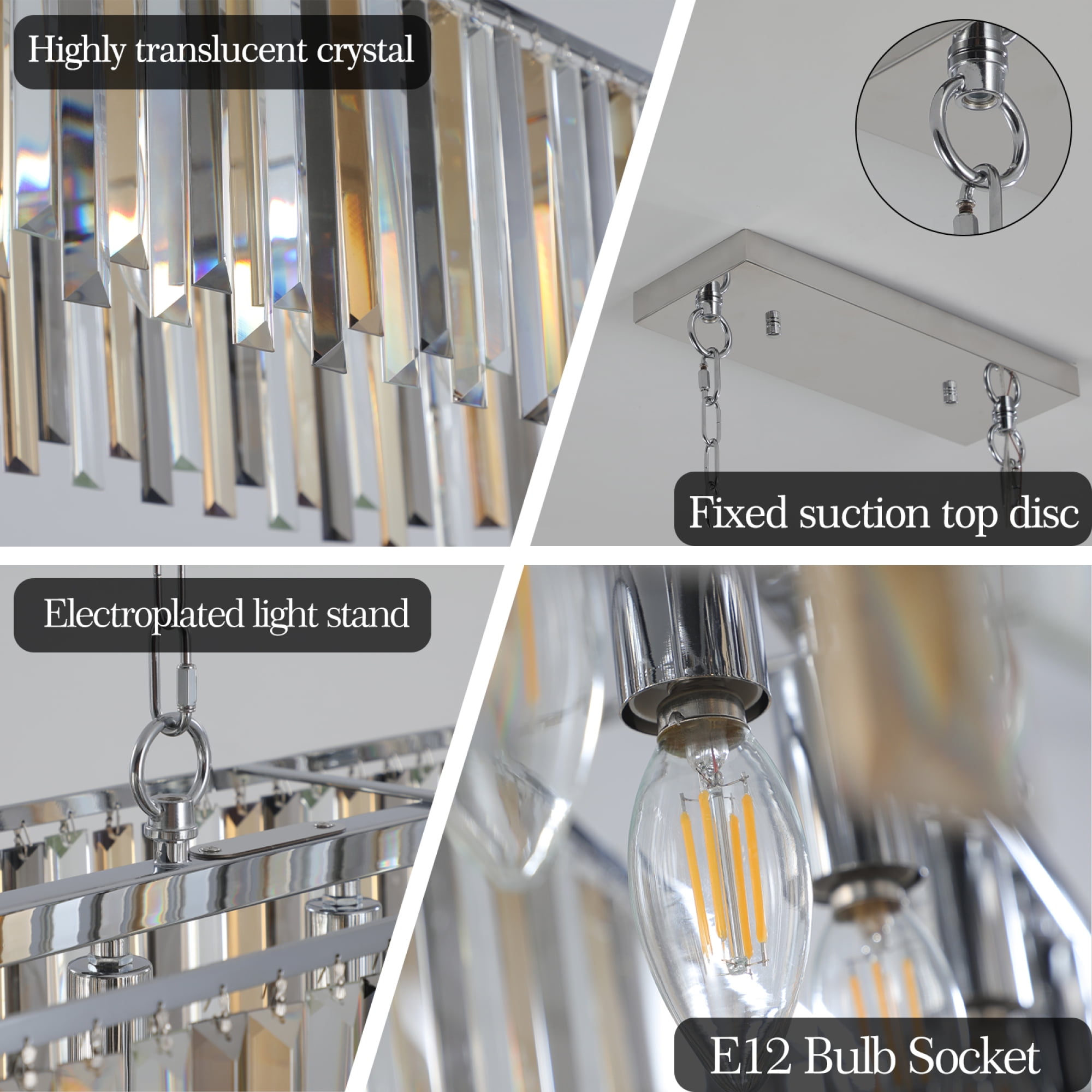 Jopath Modern Oval Crystal Ceiling Chandelier Luxury Hanging Pendant Light Fixture for Living Room, Bedroom, Kitchen (No Bulbs)