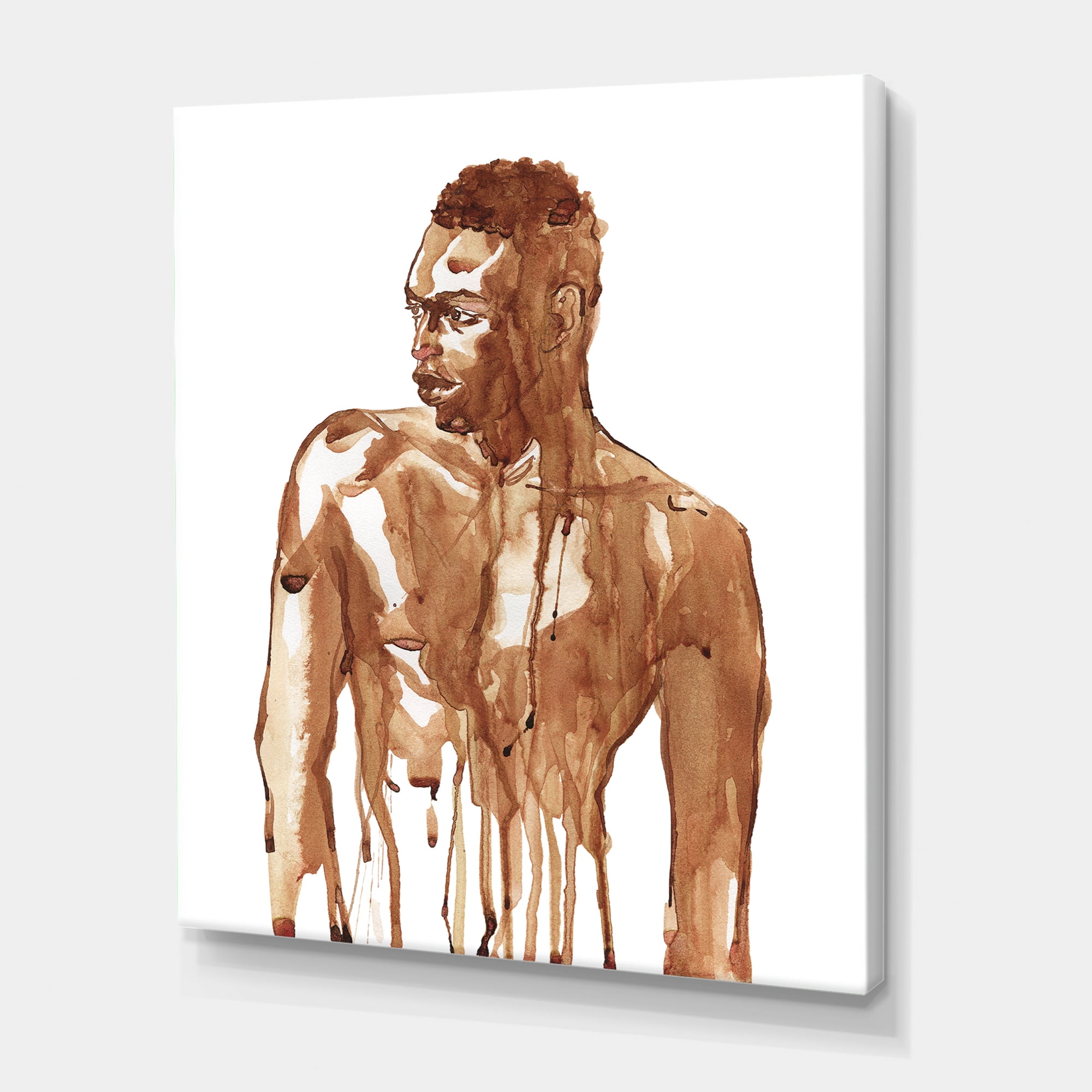 Designart ' Portrait of Handsome African Man On White II ' Modern Canvas Wall Art Print