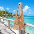 thumbnail image 7 of Eolstice Hollow Out Woven Beach Bag for Women, Handmade Tassel Shoulder Tote, Trendy Forest Style Purse, Summer Boho Vacation Travel Handbag, 7 of 7