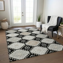 Addison Rugs Chantille Indoor/Outdoor Transitional Formal Black Washable Rectangle Rug, 5' x 7'6"