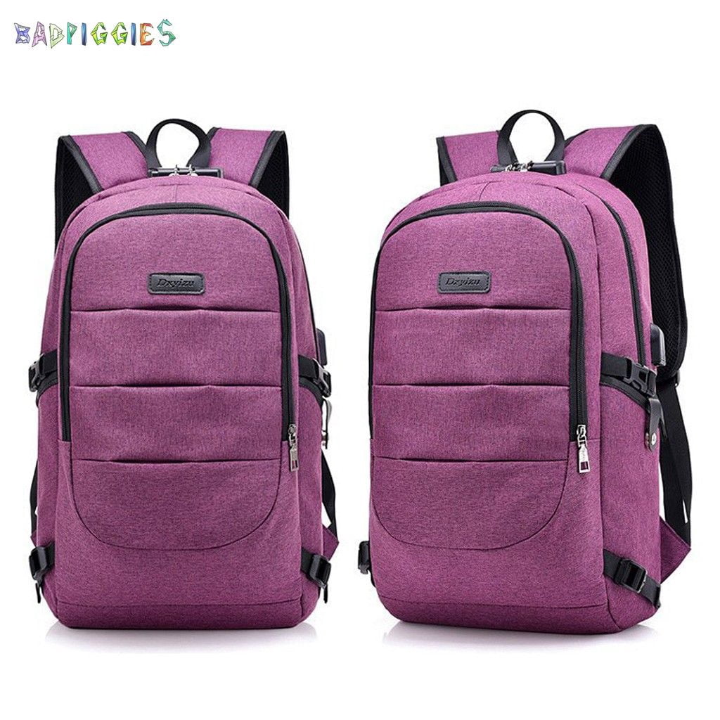 BadPiggies Travel Laptop Backpack Water Resistant Anti-Theft Bag with USB Charging Port and Lock
