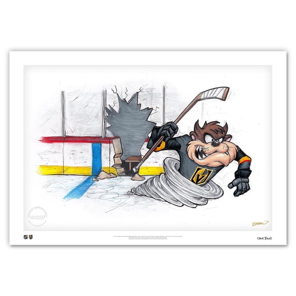 Tasmanian Devil Vegas Golden Knights 14" x 20" Looney Tunes Fine Art Print - Limited Edition