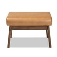 thumbnail image 3 of Baxton Studio Bianca Mid-Century Modern Walnut Brown Finished Wood and Tan Faux Leather Effect Ottoman, 3 of 9