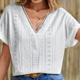 thumbnail image 5 of Women's Blouses Dressy Casual Lace V Neck Cap Sleeve Eyelet White Tops Summer Loose Fit Basic Tunic Blouses (XL, White), 5 of 7