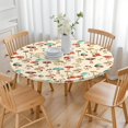 thumbnail image 3 of Red Mushroom Line Light Pattern Round Fitted Tablecloth with Elastic Edge,Dining Table Cover Waterproof,Outdoor Round Tablecloth for Camping,Dining,Indoor and Outdoor, 3 of 7