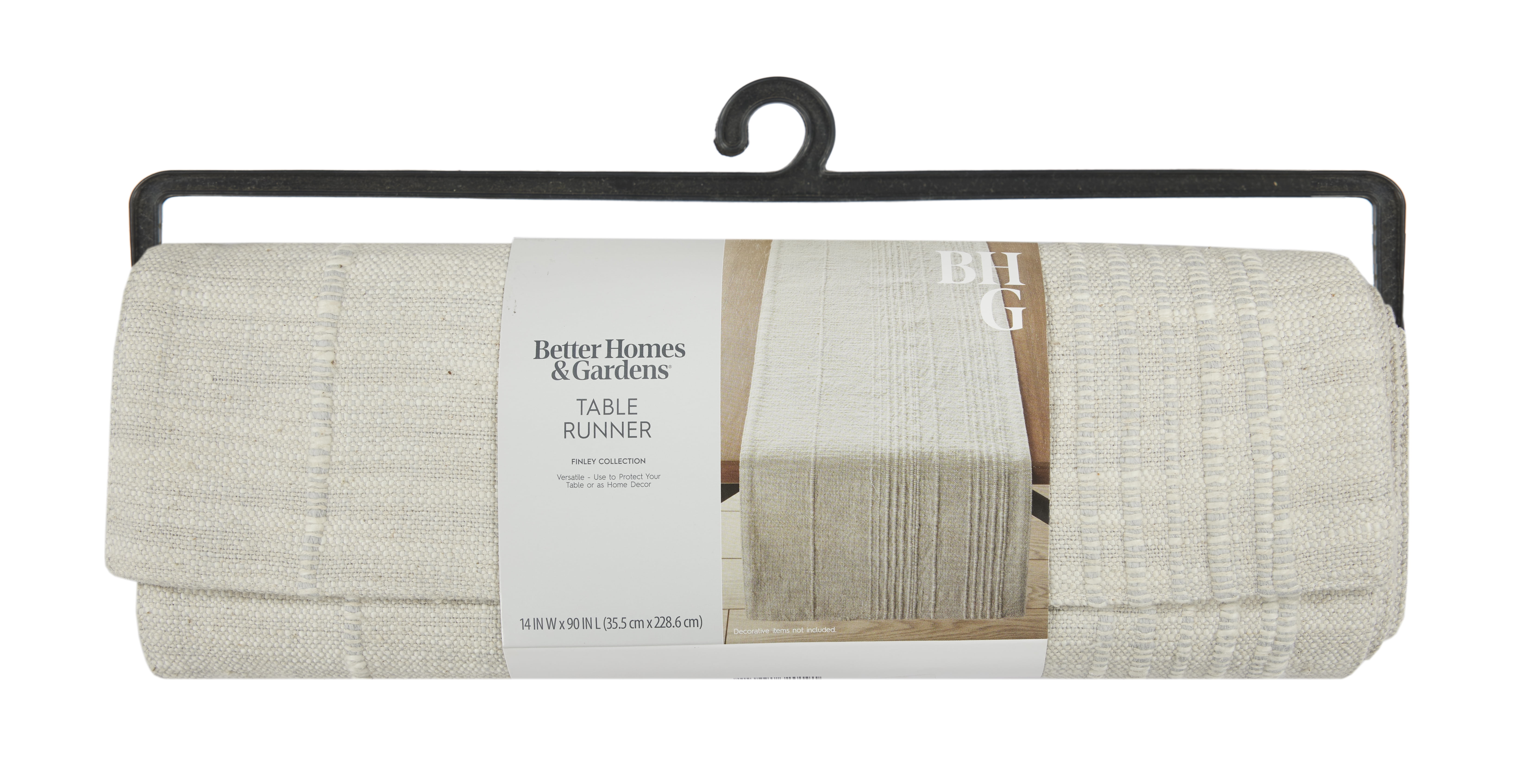 Better Homes & Gardens Beige and Gray Woven Table Runner - 14" x 90" - Soft Silver - 100% Cotton