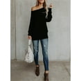 thumbnail image 6 of Womens Off The Shoulder Sweater Oversized Knit Long Sleeve Sweaters Tunic Tops, 6 of 6