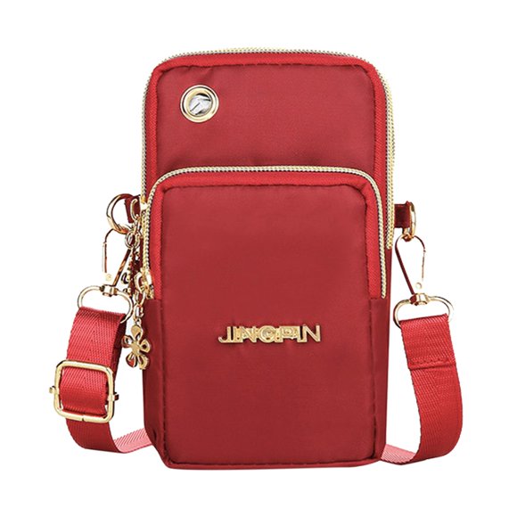 JFHHQ Women's Running Sports Crossbody Phone Bag Fashionable Portable Shoulder Arm Wrist for Girls One Size Red